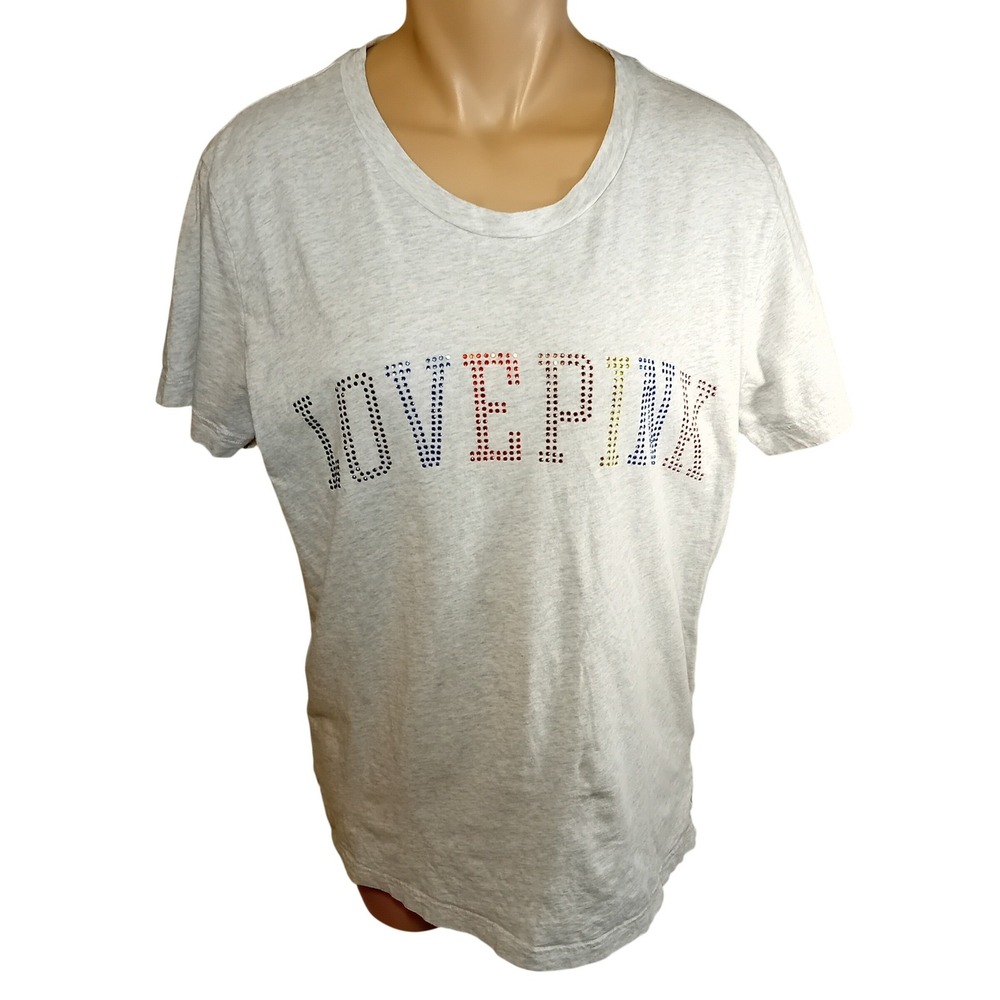 PINK Victoria's Secret Rhinestone LOVEPINK Graphic Tee Shirt Casual Relaxation L
